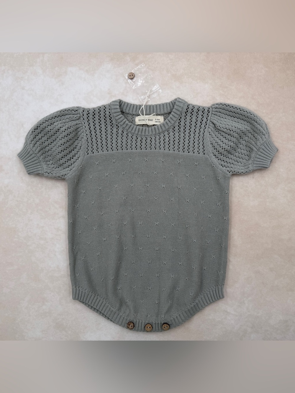 New Quincy Mae Pointelle Knit Romper Sage